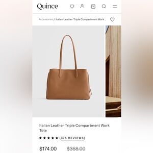 Quince Italian Leather Triple Compartment Tan Tote